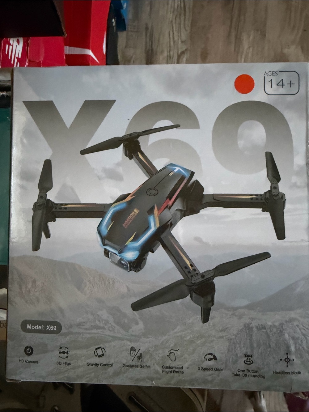 Amazon X69 Foldable Drone in Black with Blue Accents